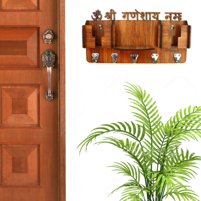 US DZIRE™ 814 Premium Sri Ganesha  Key Holder For Home & Office Wood Key Holder