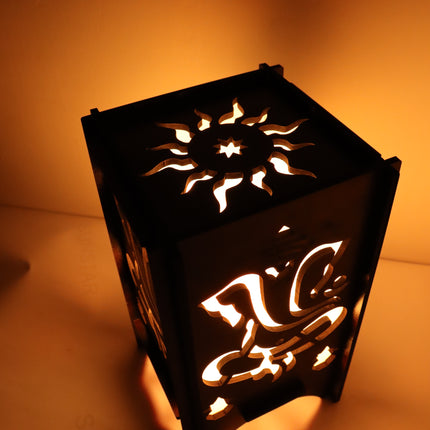 US DZIRE ™600  Lord Ganeshji Table lamp for Living Room, Bedside, TV Cabinet Decoration Handcraft Art Night lamp Shade… Night Lamp  (24 cm, Natural teak Brown black)