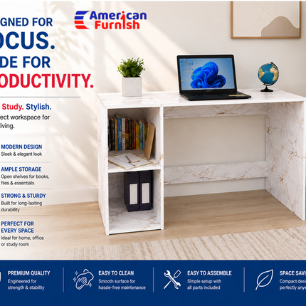Engineered Wood Computer Study Table with Storage Shelf for Home Office Desk