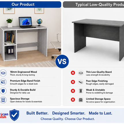 Study Laptop Computer Table with Storage Shelf for Home Office, Students & Work