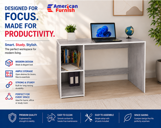 Study Laptop Computer Table with Storage Shelf for Home Office, Students & Work
