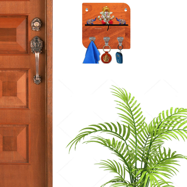 US DZIRE™ 860 Antique Mobile Charging Stand Key Holder, Cloth Hanger Handcrafted Art For Home Decor Living Room Bedroom Wood Key Holder