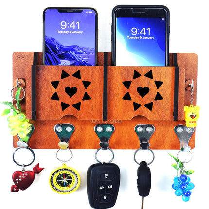 US DZIRE™ 1303 Premium Key Holder For Home & Office Wood Key Holder  (7  Hooks, Brown)