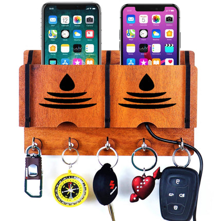 US DZIRE™ 228 Premium Key Holder For Home & Office Wood Key Holder  (5  Hooks, Brown)