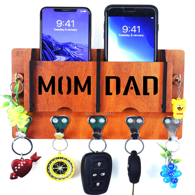 US DZIRE™1306  Wooded key holder Sweet Home Flower Wood Key Holder (7 Hooks, Brown)