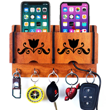 US DZIRE™ 221  Premium Key Holder For Home & Office Wood Key Holder  (5  Hooks, Brown)