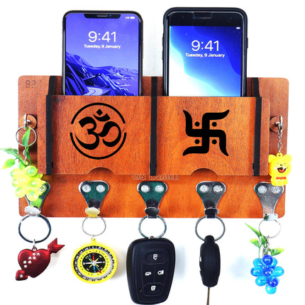 US DZIRE™ 42 Decorative Key Hanger (Brown) Wood Key Holder  (7 Hooks, Brown)