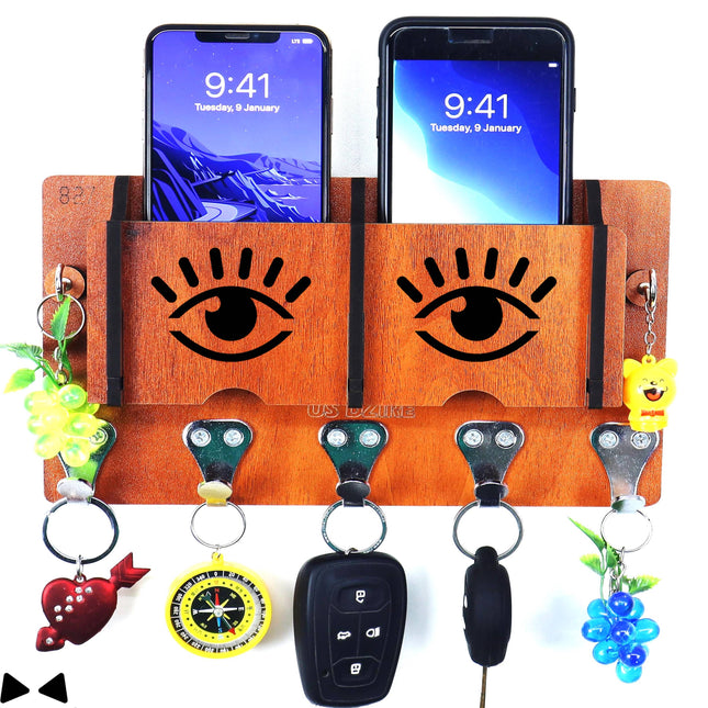 US DZIRE™ 1304 Wooded key holder Sweet Home Flower Wood Key Holder 7 HOOKS