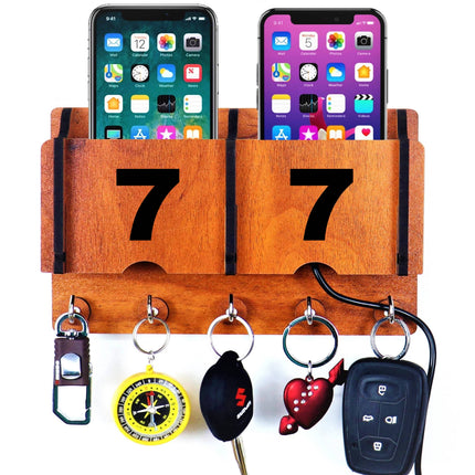 US DZIRE™ 1207 Premium Key Holder For Home & Office Wood Key Holder  (5  Hooks, Brown)