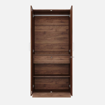 Engineered Wood 2 Door Wardrobe with Drawer for Home & Bedroom