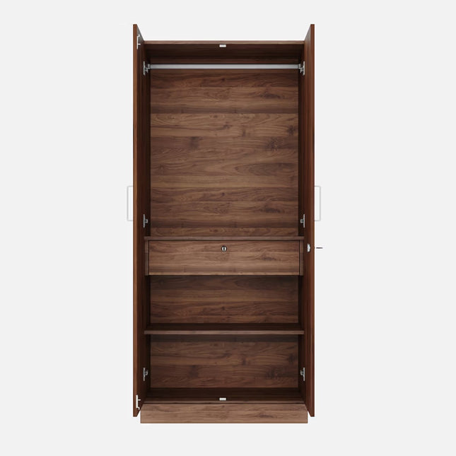 Engineered Wood 2 Door Wardrobe with Drawer for Home & Bedroom